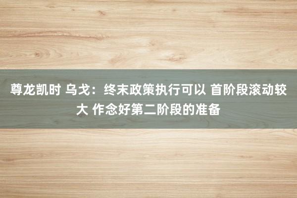尊龙凯时 乌戈：终末政策执行可以 首阶段滚动较大 作念好第二阶段的准备