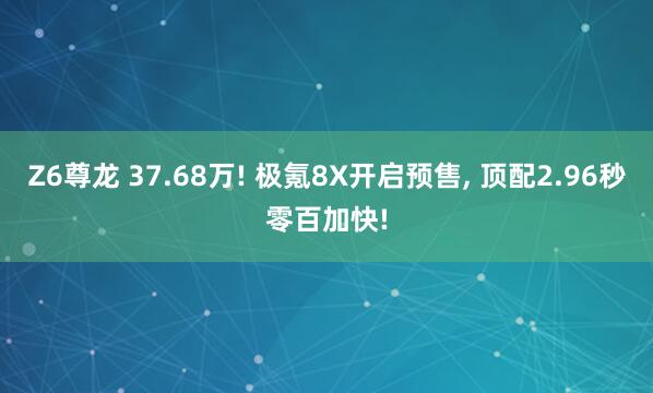 Z6尊龙 37.68万! 极氪8X开启预售, 顶配2.96秒零百加快!