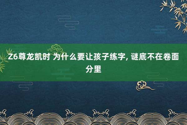 Z6尊龙凯时 为什么要让孩子练字, 谜底不在卷面分里