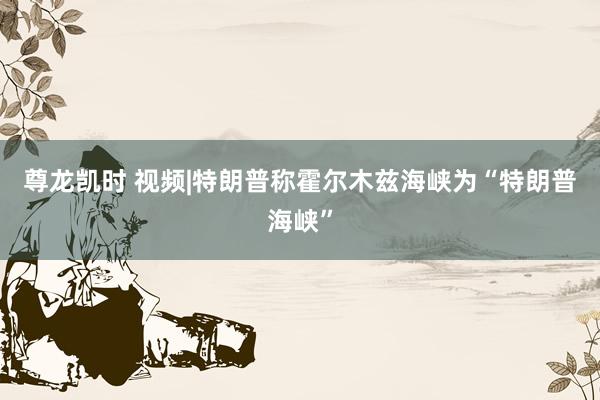 尊龙凯时 视频|特朗普称霍尔木兹海峡为“特朗普海峡”