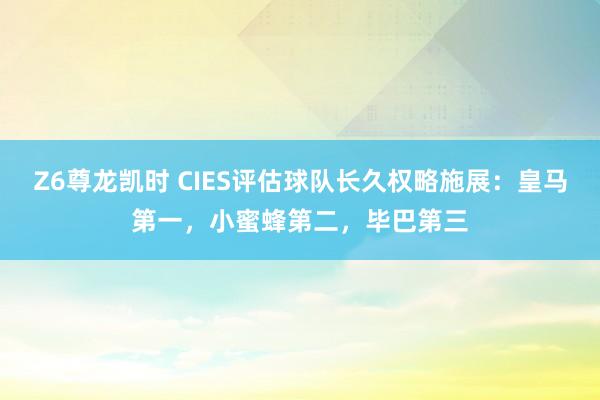 Z6尊龙凯时 CIES评估球队长久权略施展：皇马第一，小蜜蜂第二，毕巴第三