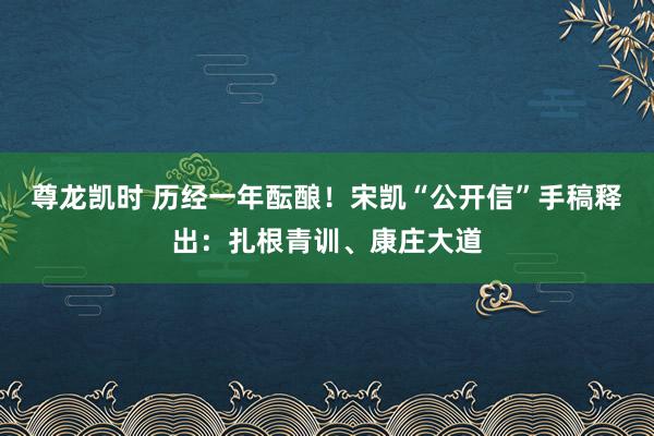 尊龙凯时 历经一年酝酿！宋凯“公开信”手稿释出：扎根青训、康庄大道