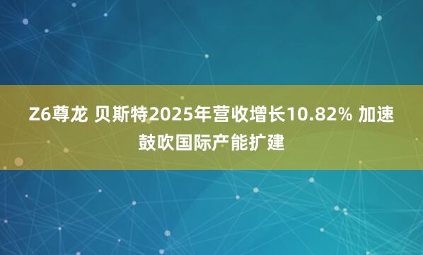 Z6尊龙 贝斯特2025年营收增长10.82% 加速鼓吹国际产能扩建