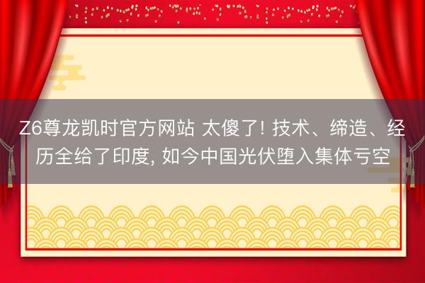 Z6尊龙凯时官方网站 太傻了! 技术、缔造、经历全给了印度， 如今中国光伏堕入集体亏空