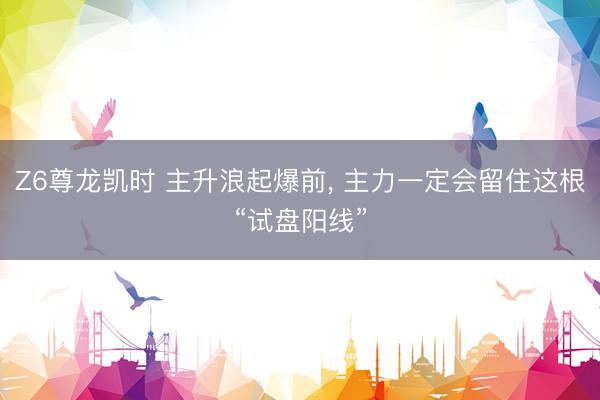 Z6尊龙凯时 主升浪起爆前， 主力一定会留住这根“试盘阳线”