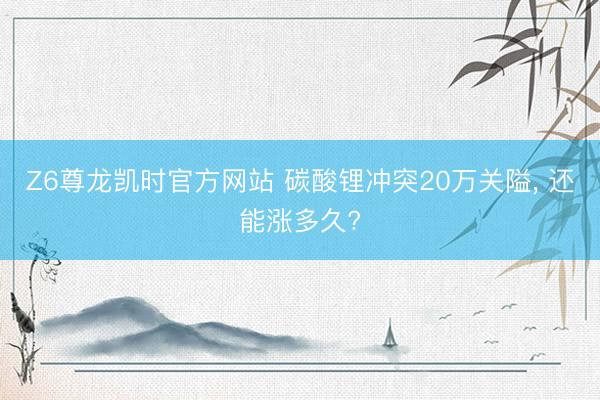 Z6尊龙凯时官方网站 碳酸锂冲突20万关隘, 还能涨多久?
