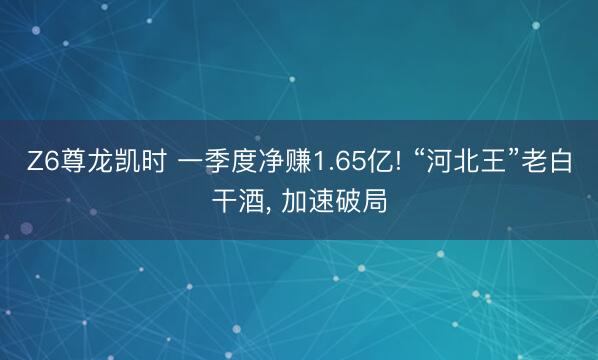 Z6尊龙凯时 一季度净赚1.65亿! “河北王”老白干酒， 加速破局