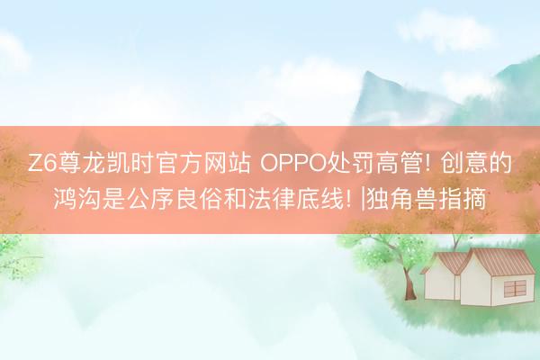 Z6尊龙凯时官方网站 OPPO处罚高管! 创意的鸿沟是公序良俗和法律底线! |独角兽指摘