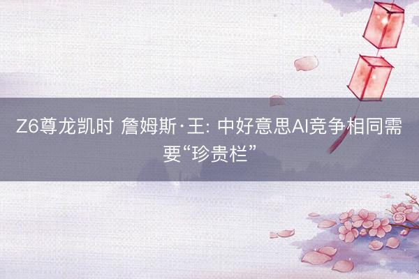Z6尊龙凯时 詹姆斯·王: 中好意思AI竞争相同需要“珍贵栏”