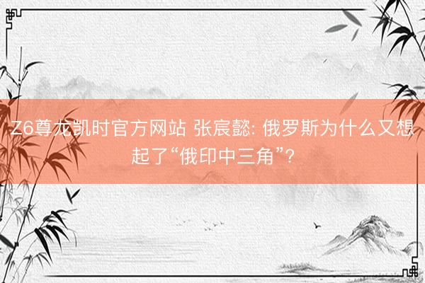 Z6尊龙凯时官方网站 张宸懿: 俄罗斯为什么又想起了“俄印中三角”?