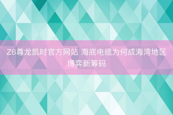 Z6尊龙凯时官方网站 海底电缆为何成海湾地区博弈新筹码
