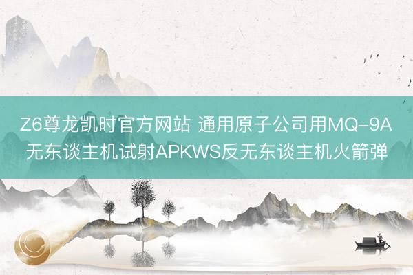 Z6尊龙凯时官方网站 通用原子公司用MQ-9A无东谈主机试射APKWS反无东谈主机火箭弹