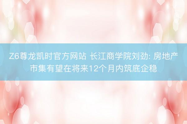 Z6尊龙凯时官方网站 长江商学院刘劲: 房地产市集有望在将来12个月内筑底企稳
