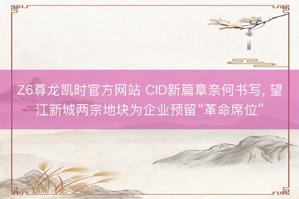 Z6尊龙凯时官方网站 CID新篇章奈何书写， 望江新城两宗地块为企业预留“革命席位”
