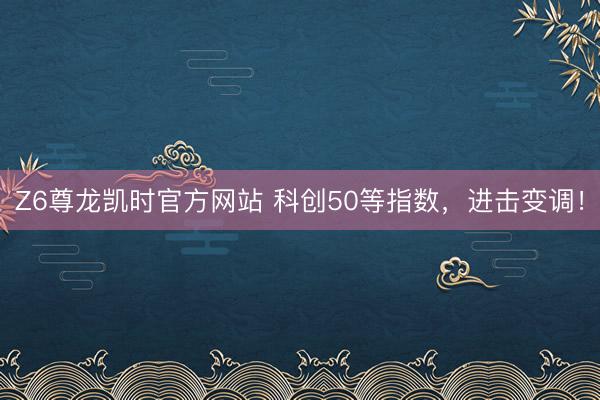 Z6尊龙凯时官方网站 科创50等指数，进击变调！