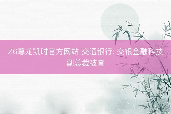 Z6尊龙凯时官方网站 交通银行: 交银金融科技副总裁被查