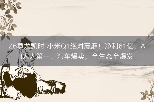 Z6尊龙凯时 小米Q1绝对赢麻！净利61亿，AI人人第一、汽车爆卖，全生态全爆发