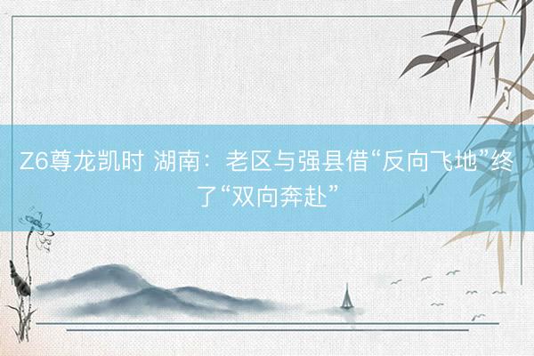 Z6尊龙凯时 湖南：老区与强县借“反向飞地”终了“双向奔赴”