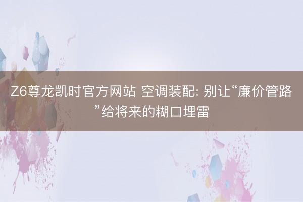 Z6尊龙凯时官方网站 空调装配: 别让“廉价管路”给将来的糊口埋雷