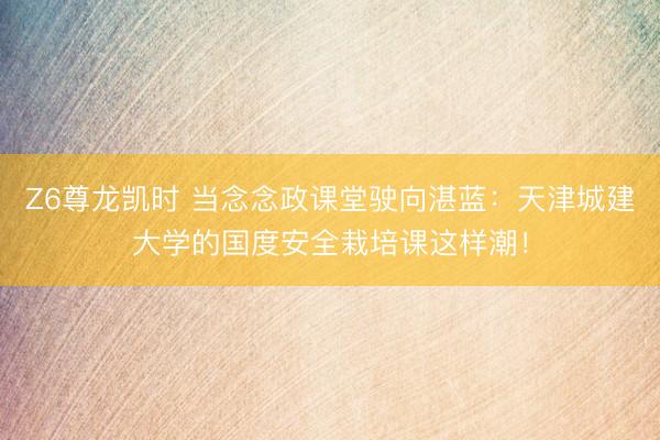 Z6尊龙凯时 当念念政课堂驶向湛蓝：天津城建大学的国度安全栽培课这样潮！
