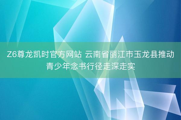 Z6尊龙凯时官方网站 云南省丽江市玉龙县推动青少年念书行径走深走实