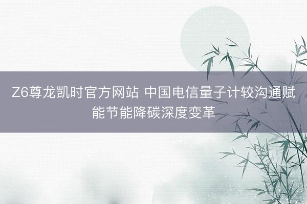 Z6尊龙凯时官方网站 中国电信量子计较沟通赋能节能降碳深度变革
