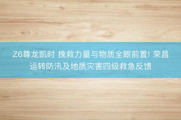 Z6尊龙凯时 挽救力量与物质全眼前置! 荣昌运转防汛及地质灾害四级救急反馈