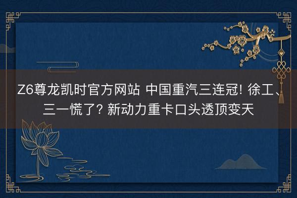 Z6尊龙凯时官方网站 中国重汽三连冠! 徐工、三一慌了? 新动力重卡口头透顶变天